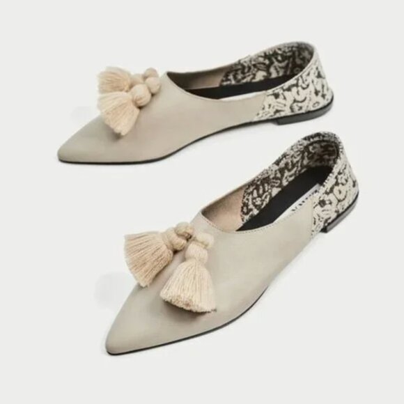 Zara Limited Edition Flat Leather Shoes With Tassels EUR 37 - Picture 2 of 9